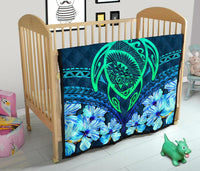 Hawaii Turtle Hibiscus Premium Quilt - Choco Style - Polynesian Pride