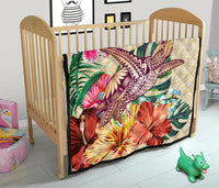 Hawaii Tropical Hibiscus Plumeria Turtle Beige Premium Quilt - Polynesian Pride