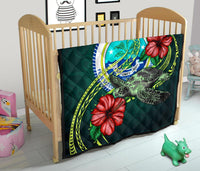 Federated States of Micronesia Premium Quilt - Green Turtle Hibiscus - Polynesian Pride