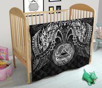 American Samoa Premium Quilt - American Samoa Seal Turtle Manta Ray White Style - Polynesian Pride