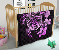 Hawaiian Kanaka Hibiscus Plumeria Mix Polynesian Turtle Premium Quilt Pink AH - Polynesian Pride