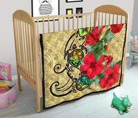 Hawaiian Marble Turtles Hibiscus Premium Quilt - Polynesian Pride