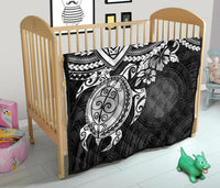 Northern Mariana Islands Polynesian Premium Quilt - Northern Mariana Islands Seal & White Turtle Hibiscus - Polynesian Pride