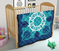 Hawaiian Turtle Coconut Pattern Premium Quilt - Indigo - Argu Style - AH - Polynesian Pride