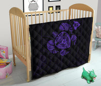 Hawaii Turtle Hibicus Map Premium Quilt - Purple - Polynesian Pride