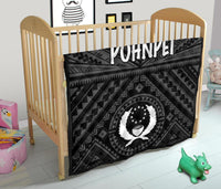 Pohnpei Premium Quilt - Pohnpei Seal With Polynesian Tattoo Style ( Black) - Polynesian Pride
