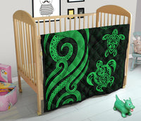 Marshall Islands Premium Quilt - Green Tentacle Turtle Crest - Polynesian Pride