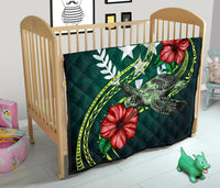 Kosrae Polynesian Premium Quilt - Green Turtle Hibiscus - Polynesian Pride
