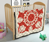 Hawaiian Turtle Coconut Pattern Premium Quilt - Red - Argu Style - AH - Polynesian Pride