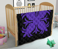 Hawaiian Premium Quilt Royal Pattern - Black And Purple - A2 Style - Polynesian Pride