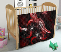 Marshall Islands Polynesian Premium Quilt - Turtle With Blooming Hibiscus Red - Polynesian Pride