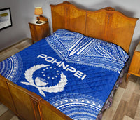 Pohnpei Premium Quilt - Pohnpie Flag Polynesian Chief Blue Version - Polynesian Pride