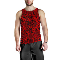 Polynesian Kakau Turtle Red Hawaii Men's Tank Top Red - Polynesian Pride