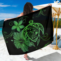 Hawaii Turtle Hibiscus Plumeria Poly Sarong - Green Sarong One Size Green - Polynesian Pride