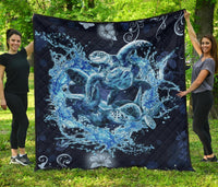 Hawaii Turtle Sea Ohana Premium Quilt Blue - Polynesian Pride
