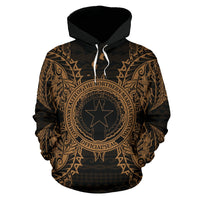 Northern Mariana Islands Polynesian ll Over Hoodie Map Gold - Polynesian Pride