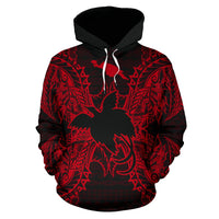 Papua New Guinea Polynesian ll Over Hoodie Map Red - Polynesian Pride