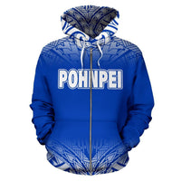 Pohnpei All Over Zip up Hoodie Blue Fog Style - Polynesian Pride