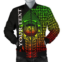 Hawaii Custom Personalised Men's Bomber Jacket - Hawaii Seal Rocket Style (Reggae) Black - Polynesian Pride