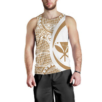 Kanaka Hawaii Map Gold White Polynesian Men's Tank Top - Circle Style - Polynesian Pride