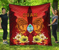 Guam Premium Quilt - Tribal Tuna Fish Orange - Polynesian Pride