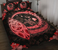 Hawaii Quilt Bed Set - Hawaii Hibiscus Map Polynesian Quilt Bed Set Red - Polynesian Pride
