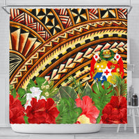 Tonga Shower Curtain - Vintage Pattern With Hibiscus Flower - Polynesian Pride