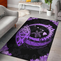 Hawaii Turtle Hibiscus Corner Map Polynesian Area Rug AH Rug Violet - Polynesian Pride