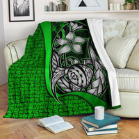 Kosrae Micronesia Premium Blanket Green - Turtle With Hook White - Polynesian Pride