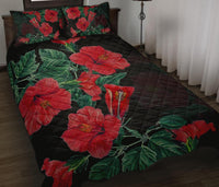 Hibiscus Red Flower Quilt Bed Set - Polynesian Pride