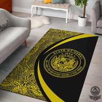Hawaii Coat Of Arms Polynesian Area Rug Circle Style Rug Yellow - Polynesian Pride