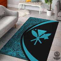 Hawaii Kanaka Polynesian Area Rug Circle Style Rug Blue Black - Polynesian Pride