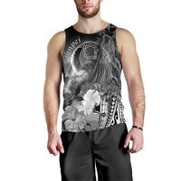 Pohnpei Men's Tank Top - Humpback Whale with Tropical Flowers (White) - Polynesian Pride