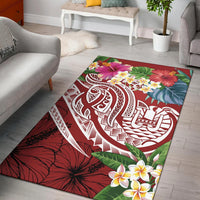 Tahiti Polynesian Area Rug - Summer Plumeria (Red) Red - Polynesian Pride
