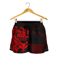 Polynesian Hawaii Women's Shorts - Kanaka Maoli Red Turtle - Polynesian Pride