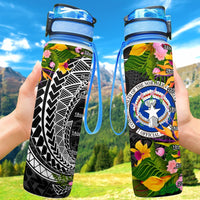 Northern Mariana Islands Hydro Tracking Bottle - Seal Spiral Polynesian Patterns Hydro Tracking Bottle - Northern Mariana Islands 32oz Large Black - Polynesian Pride