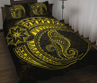 Polynesian Quilt Bed Set - Polynesian Yellow Seahorse Tattoo - Polynesian Pride