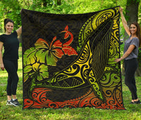 Hawaii Premium Quilt - Humpback Whale Hibiscus - Polynesian Pride