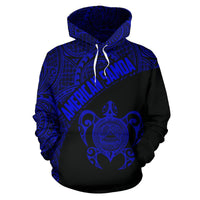 American Samoa Hoodie American Samoa Seal In Turtle Polynesian Tattoo Blue - Polynesian Pride