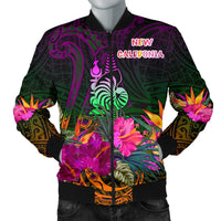 New Caledonia Polynesian men's Bomber Jacket - Summer Hibiscus Reggae - Polynesian Pride