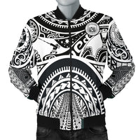 Hawaii Men's Bomber Jackets - Coat Of Arm Hawaii & Maui Tattoo Black - Polynesian Pride