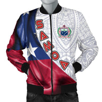 Samoa Polynesian Men's Bomber Jacket - Waving Silky Flag - Polynesian Pride