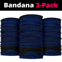 Hawaiian Polynesian Bandana 3 - Pack Basic Warrior Blue - Polynesian Pride