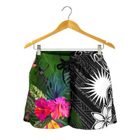 Marshall Islands Women Shorts - Turtle Plumeria Banana Leaf - Polynesian Pride