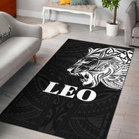 Sun In Leo Zodiac Area Rug Polynesian Tattoo Simple - White Black - Polynesian Pride