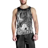 Pohnpei Custom Personalised Men's Tank Top - Humpback Whale with Tropical Flowers (White) White - Polynesian Pride