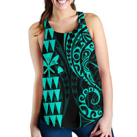 Kanaka Map Women's Racerback Tank Turquoise - Polynesian Pride