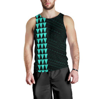 Hawaii Kakau Polynesian Turtle Map Men's Tank Top - Turquoise - Polynesian Pride