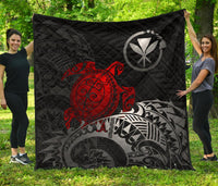 Hawaii Polynesian Premium Quilt - Kanaka Maoli & Red Turtle - Polynesian Pride