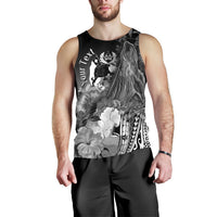 Tonga Custom Personalised Men's Tank Top - Humpback Whale with Tropical Flowers (White) - Polynesian Pride
